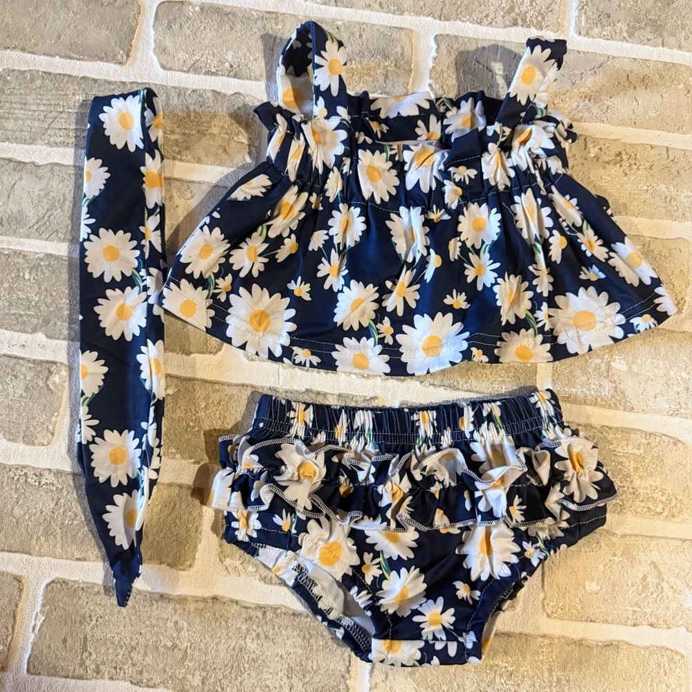 Floral Navy Kids Swim Bikini Set New